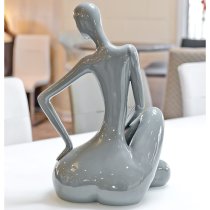 Courson Ceramic Lady Sitting Sculpture In Grey