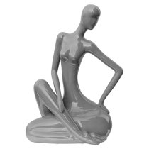 Courson Ceramic Lady Sitting Sculpture In Grey