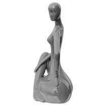 Courson Ceramic Lady Sitting Sculpture In Grey