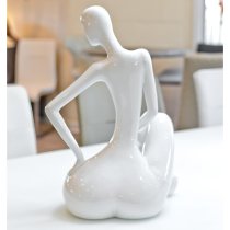 Courson Ceramic Lady Sitting Sculpture In White