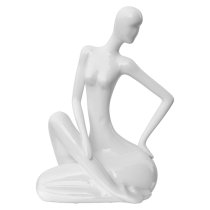 Courson Ceramic Lady Sitting Sculpture In White