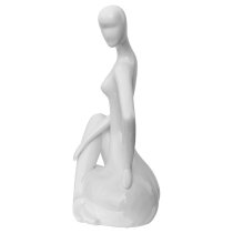 Courson Ceramic Lady Sitting Sculpture In White