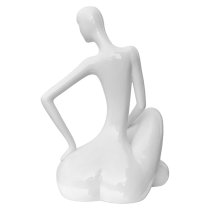 Courson Ceramic Lady Sitting Sculpture In White