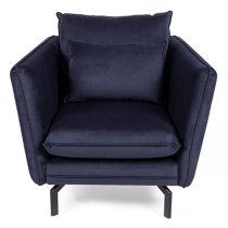 Edel Fabric 1 Seater Sofa With Black Metal Legs In Navy