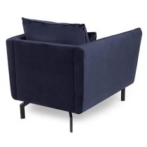 Edel Fabric 1 Seater Sofa With Black Metal Legs In Navy