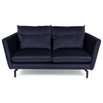 Edel Fabric 2 Seater Sofa With Black Metal Legs In Navy