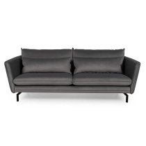 Edel Fabric 3 Seater Sofa With Black Metal Legs In Grey