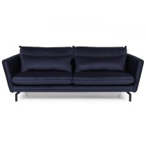 Edel Fabric 3 Seater Sofa With Black Metal Legs In Navy