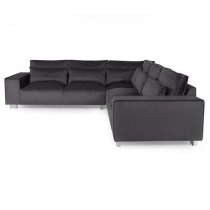 Hazel Fabric Corner Sofa With Chrome Metal Legs In Steel