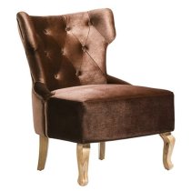 Narvel Brown Velvet Dining Chairs With Wooden Legs In Pair