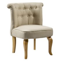 Pacari Beige Fabric Dining Chairs With Wooden Legs In Pair