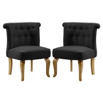 Pacari Black Fabric Dining Chairs With Wooden Legs In Pair