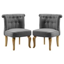 Pacari Grey Fabric Dining Chairs With Wooden Legs In Pair