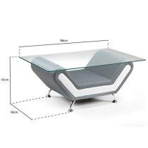 Nonoil Glass Coffee Table With Black White Faux Leather Base