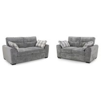 Maik Plush Velvet 3+2 Seater Sofa Set In Grey