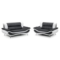 Nonoil Faux Leather 3+2 Seater Sofa Set In Black And White