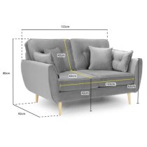 Zincate Plush Velvet 2 Seater Sofa In Grey