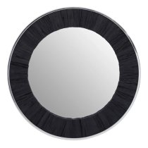 Kaia Wall Mirror Round With Black Wooden Frame