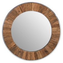 Kaia Wall Mirror Round With Natural Wooden Frame