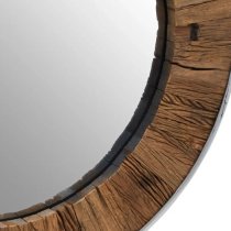 Kaia Wall Mirror Round With Natural Wooden Frame