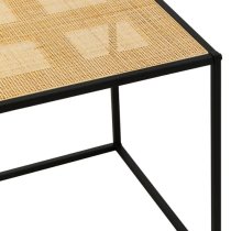 Daire Wooden Side Table Square With Natural Rattan Top