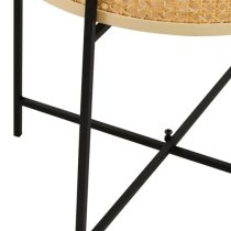 Daire Wooden Side Table With Black Cross Metal Legs