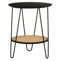 Daire Wooden Side Table With Black Hairpin Metal Legs