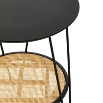 Daire Wooden Side Table With Black Hairpin Metal Legs