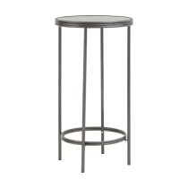 Xaria Mirrored Side Table Round In Distressed Effect