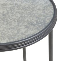 Xaria Mirrored Side Table Round In Distressed Effect