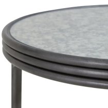 Xaria Mirrored Side Table Round In Distressed Effect