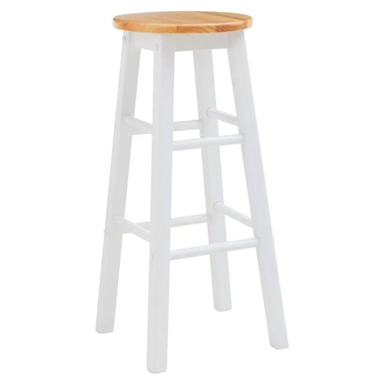 Cadell Tropical Hevea Wood Bar Stool In White