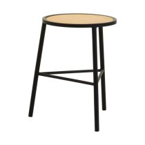 Daire Natural Rattan Seat Stool Round In Black