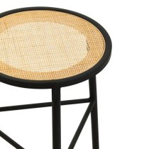 Daire Natural Rattan Seat Stool Round In Black