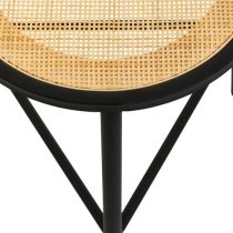 Daire Natural Rattan Seat Stool Round In Black