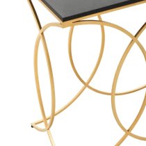 Kairi Marble Console Table In Black With Gold Metal Frame