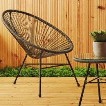 Magni Outdoor Rattan 3 Piece Patio Set In Grey