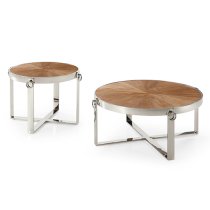 Silas End Table Round In Ash Veneer With Polished Frame