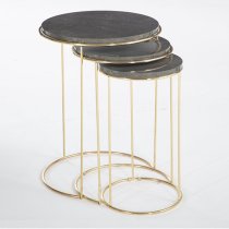 Salvo Wooden Nest Of 3 Tables Round In Dusky Marble Effect