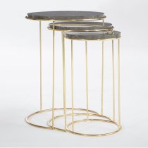 Salvo Wooden Nest Of 3 Tables Round In Dusky Marble Effect