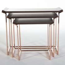 Ryan Matt Grey Top Nest Of 3 Tables With Rose Gold Metal Frame