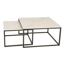 Taini Ceramic Set Of 2 Coffee Tables Square In White