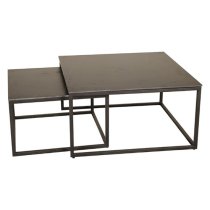 Taini Ceramic Set Of 2 Coffee Tables Square In Lawrence Black