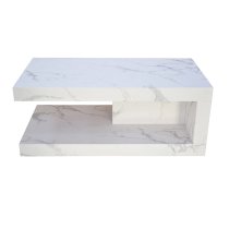 Mia Wooden Coffee Table Rectangular In White Marble Effect