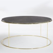 Salvo Wooden Coffee Table Round In Dusky Marble Effect