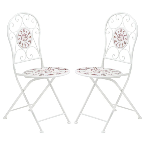 Calderon Outdoor Cream Metal Seating Chairs In Pair