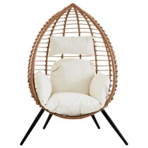 Gazit Outdoor Egg Design Seating Chair In Natural Rattan Effect