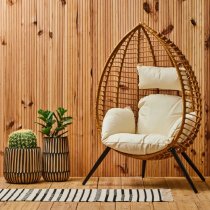 Gazit Outdoor Egg Design Seating Chair In Natural Rattan Effect