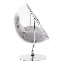 Gazit Clear Swing Seat Hanging Chair With Grey Cushions