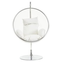 Gazit Clear Swing Seat Hanging Chair With Cream Cushions